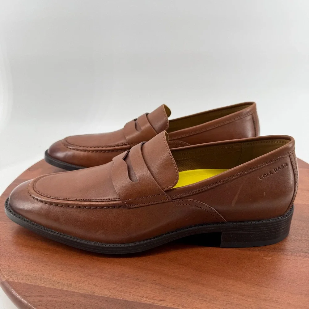 Cole Haan Hawthorne Penny Loafer British Tan Leather Dress Shoes Men's Size 9.5M